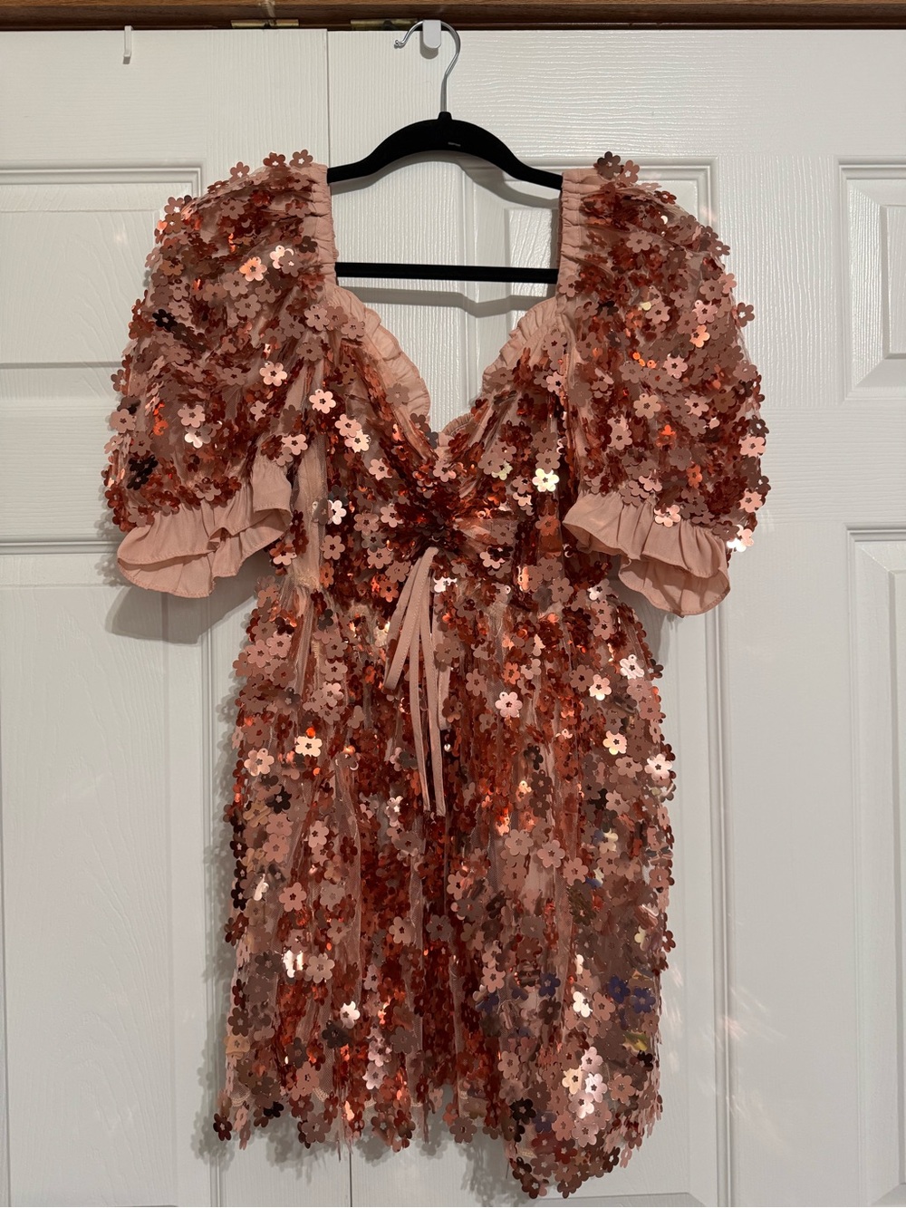Buddy Love Colby Puff Sleeve Mini Dress Rose Gold